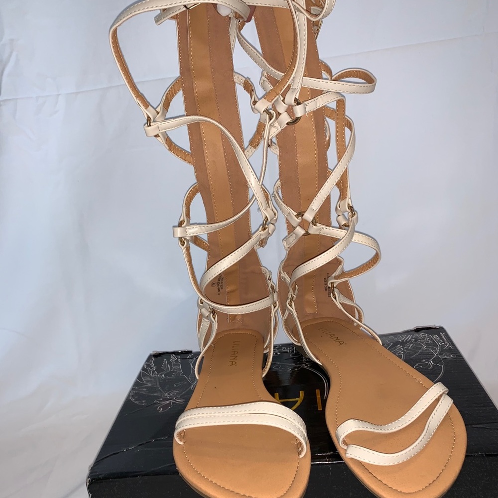 Nude Mid Calf Sandals